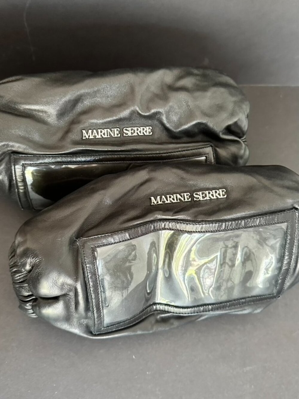 Marine Serre Black Leather Multipocket Padded Muff Bag Forearm Sleeve Warmer